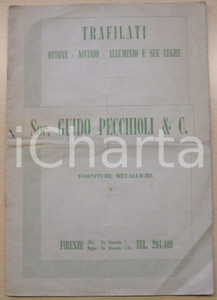 Materiale pubblicitario d’epoca 1950 CIRCA FIRENZE Trafilati ottone Guido PECCHIOLI & C 1