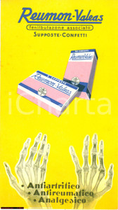 Materiale pubblicitario d’epoca 1955 MILANO Farmaco REUMONVALEAS volantino pubblicitario illustrato 1