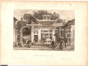 Stampa, bozzetto originale 1843 FISHER SON Entrance of City of AMOY Thomas ALLOM 1