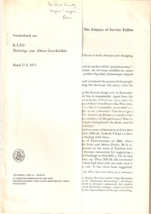 Oggetto da collezione cartaceo 1975 Ronald T. RIDLEY Enigma of SERVIUS TULLIUS Autogr. 1