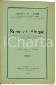 Oggetto da collezione cartaceo 1936 Roberto PARIBENI Conferenza Rome et l Afrique Opuscolo 1