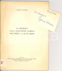 Oggetto da collezione cartaceo 1980 Gloria VIVENZA Tradizione classica in Adam SMITH 1