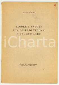 Oggetto da collezione cartaceo 1967 Ezio BUCHI Tegole e anfore con bolli di VERONA 1