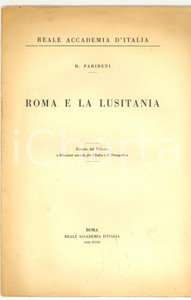 Oggetto da collezione cartaceo 1940 ROMA Roberto PARIBENI Roma e la Lusitania 1