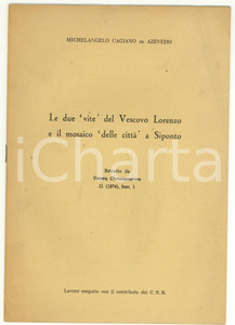 Libro, pubblicazione d epoca 1974 CAGIANO DE AZEVEDO Mosaico delle cittÃ  a SIPONTO 1