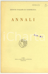 Oggetto da collezione cartaceo 1952 Franco PANVINI ROSATI Denari repubblicani nel Museo Nazionale Romano 1 1