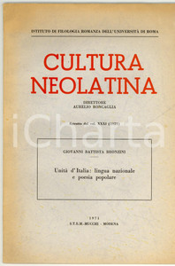 Libro, pubblicazione d epoca 1971 G. B. BRONZINI UnitÃ  d Italia: lingua nazionale 1