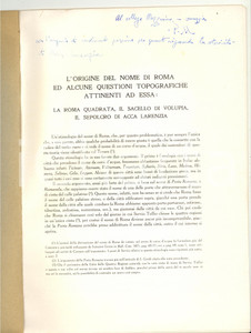 Libro, pubblicazione d epoca 1964 Paolino MINGAZZINI L origine del nome di Roma 1