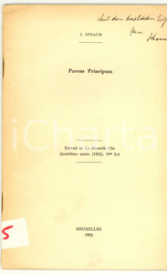 Libro, pubblicazione d epoca 1952 Johannes STRAUB Parens Principum AUTOGRAFATO 1