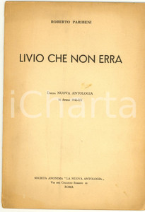 Libro, pubblicazione d epoca 1942 ROMA Roberto PARIBENI Livio che non erra 1