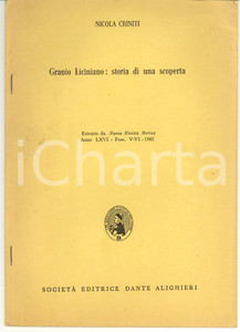 Libro, pubblicazione d epoca 1982 Nicola CRINITI Scoperta di GRANIO LICINIANO 1
