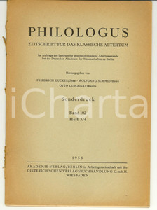 Libro, pubblicazione d epoca 1958 Max TREU Ein Komodienmotiv in zwei Papyri 1