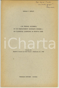 Libro, pubblicazione d epoca 1980 Ronald T. RIDLEY Un prince accompli AUTOGRAPH 1