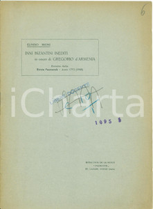 Libro, pubblicazione d epoca 1948 Elpidio MIONI Inni bizantini inediti per GREGORIO D ARMENIA Opuscolo 1