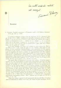 Libro, pubblicazione d epoca 1973 Giovanni POLARA Recensione a Luciano CANFORA Tucidide continuato AUTOGRAFO 1