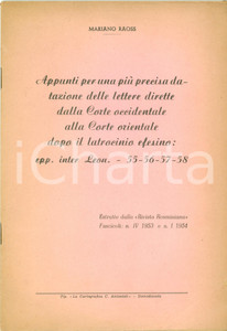 Libro, pubblicazione d epoca 1954 Mariano RAOSS Datazione lettere dopo latrocinio efesino Opuscolo 1