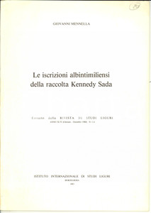 Libro, pubblicazione d epoca 1983 VENTIMIGLIA Giovanni MENNELLA Iscrizioni albintimiliensi raccolta SADA 1