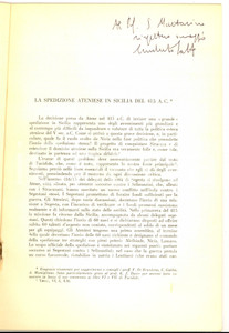 Libro, pubblicazione d epoca 1944 Umberto LAFFI La spedizione ateniese in Sicilia del 415 a. C. AUTOGRAFO 1