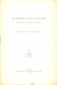 Libro, pubblicazione d epoca 1950 Franco GABBA Lex Plotia Agraria Note critiche e filologiche Parola Passato 1
