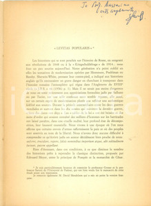 Libro, pubblicazione d epoca 1965 Zvi YAVETZ Levitas Popularis Estratto da ATENE E ROMA con AUTOGRAFO 1