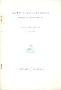 Libro, pubblicazione d epoca 1970 Patrizia SABBATINI TUMOLESI Note critiche filologiche Pyrricharii 1