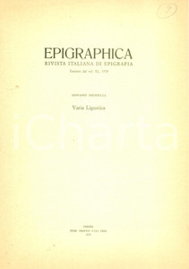 Libro, pubblicazione d epoca 1979 Giovanni MENNELLA Epigrafe funeraria da CASSANO SPINOLA Agro Dertonense 1