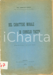 Libro, pubblicazione d epoca 1903 Lodovico SIMIONI Del carattere morale di Cornelio Tacito DANNEGGIATO 1