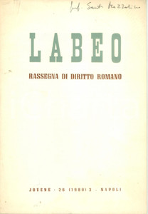 Libro, pubblicazione d epoca 1980 ? LABEO Rassegna bibliografica di storia romana Estratto 1