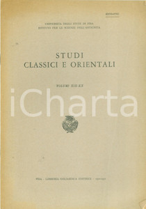 Libro, pubblicazione d epoca 1970 Emilio GABBA Commento a Floro II 9, 2728 Estratto Studi Classici 1