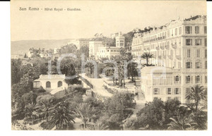 Cartolina originale da collezione 1915 ca SANREMO IM Veduta dell Hotel ROYAL e del giardino Cartolina FP NV 1