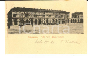 Cartolina originale da collezione 1902  ALESSANDRIA Portici nuovi e piazza GARIBALDI Cartolina ANIMATA FP 1