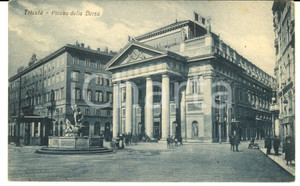 Cartolina originale da collezione 1920 TRIESTE Palazzo della BORSA Cartolina postale ANIMATA FP VG 1