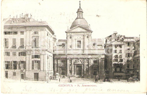 Cartolina originale da collezione 1902 GENOVA Chiesa del GesÃ¹ e dei Santi Ambrogio e Andrea Cartolina FP VG 1