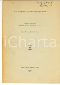 Libro, pubblicazione d epoca 1977 Maria Vittoria MACRÌ LI GOTTI Greco laukelarceuo etrusco lucairce AUTOGRAFO 1