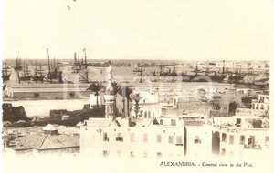 Cartolina originale da collezione 1920 ca ALESSANDRIA D EGITTO Veduta generale del Porto Cartolina FP NV 1
