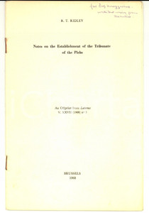 Libro, pubblicazione d epoca 1968 Ronald T. RIDLEY Establishment of the Tribunate of the Plebs AUTOGRAPH 1