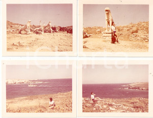 Fotografia d epoca originale 1961 MYKONOS  DELOS GREECE Pose sexy sulla Via dei Leoni Lotto 4 foto 9x11 cm 1