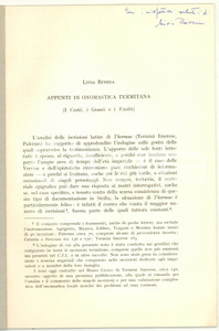 Libro, pubblicazione d epoca 1978 Livia BIVONA Appunti di onomastica termitana 1