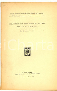 Libro, pubblicazione d epoca 1939 Antonio GUARINO Testamento militari nel diritto 1