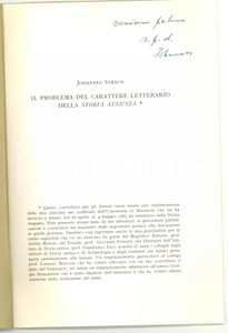 Libro, pubblicazione d epoca 1984 Johannes STRAUB Il problema della STORIA AUGUSTA 1