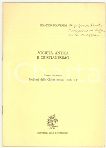 Libro, pubblicazione d epoca 1970 Leandro POLVERINI SocietÃ  antica e cristianesimo 1