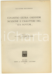 Libro, pubblicazione d epoca 1951 Salvatore RICCOBONO Nozioni e caratteri IUS NOVUM 1