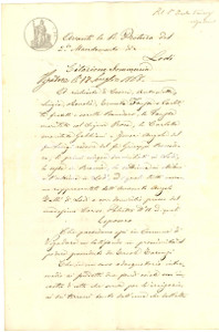 Documento originale, autentico 1868 VIGADORE LODI Lite BOCCADORO per cavo adacquatorio 1