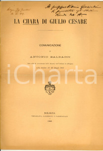 Libro, pubblicazione d epoca 1908 Antonio BALDACCI La Chara di Giulio Cesare 1