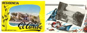 Materiale pubblicitario d’epoca 1950 ca PALMA DE MALLORCA Residencia EL CARIBE volantino vintage 6 faccciate 1
