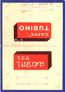 Oggetto da collezione cartaceo 1960 circa MILANO via SPADARI 7  Caffé TUBINO  Tessera  premio 1