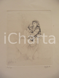 Stampa, bozzetto originale 1984 Giovanni CAPPELLI Ritratto di donna spaventata 1