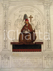 Stampa, bozzetto originale 1850 Incoronazione PIO III Incis. BRAMATI Dis. BOSCHI 1