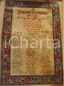 Documento originale, autentico 1940 TRIESTE RAS Pergamena miniata per Luigi RIEDEL 1