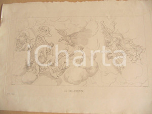 Stampa, bozzetto originale 1838 CARLO D ARCO DÃ¨i dell OLIMPO Incisione BRAMATI 1